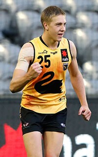 AFL 2017 U18 Championships - Vic C v WA MELBOURNE, AUSTRALIA - JUNE 30: Oscar Allen of Western Australia celebrates a goal during the 2017 AFL Under 18 Championships match between Vic Country and Western Australia at Etihad Stadium on June 30, 2017 in Melbourne, Australia. (Photo by Adam Trafford/AFL Media)